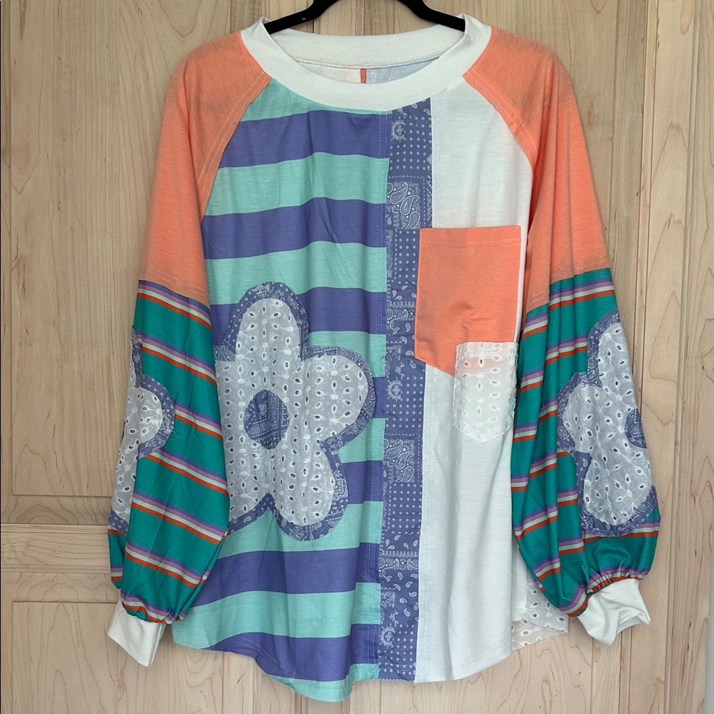 Colorful Long Sleeve Women's Top